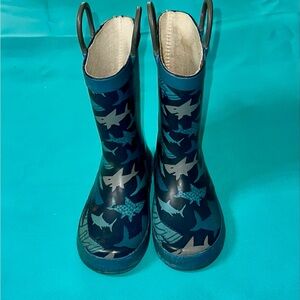 Kids Blue Shark Rain Boots